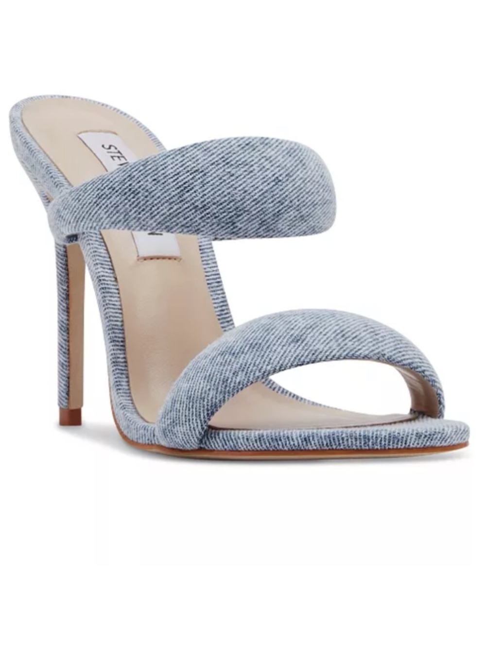 Steve Madden Sudden Denim Puffed Strap High Heel Sandal - Size 6